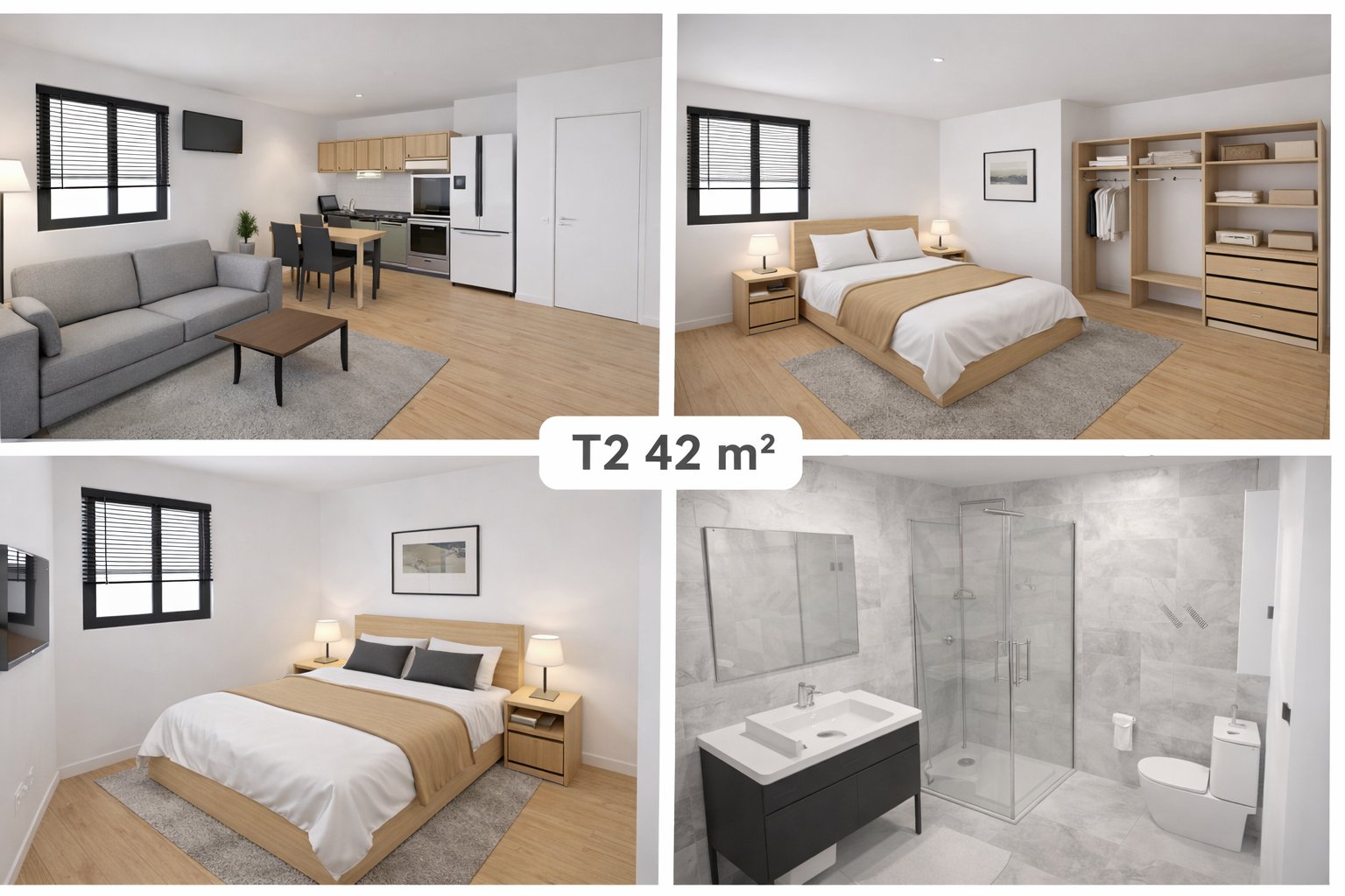 Appartement T2 – 42 m² (Meublé, , charges comprises)